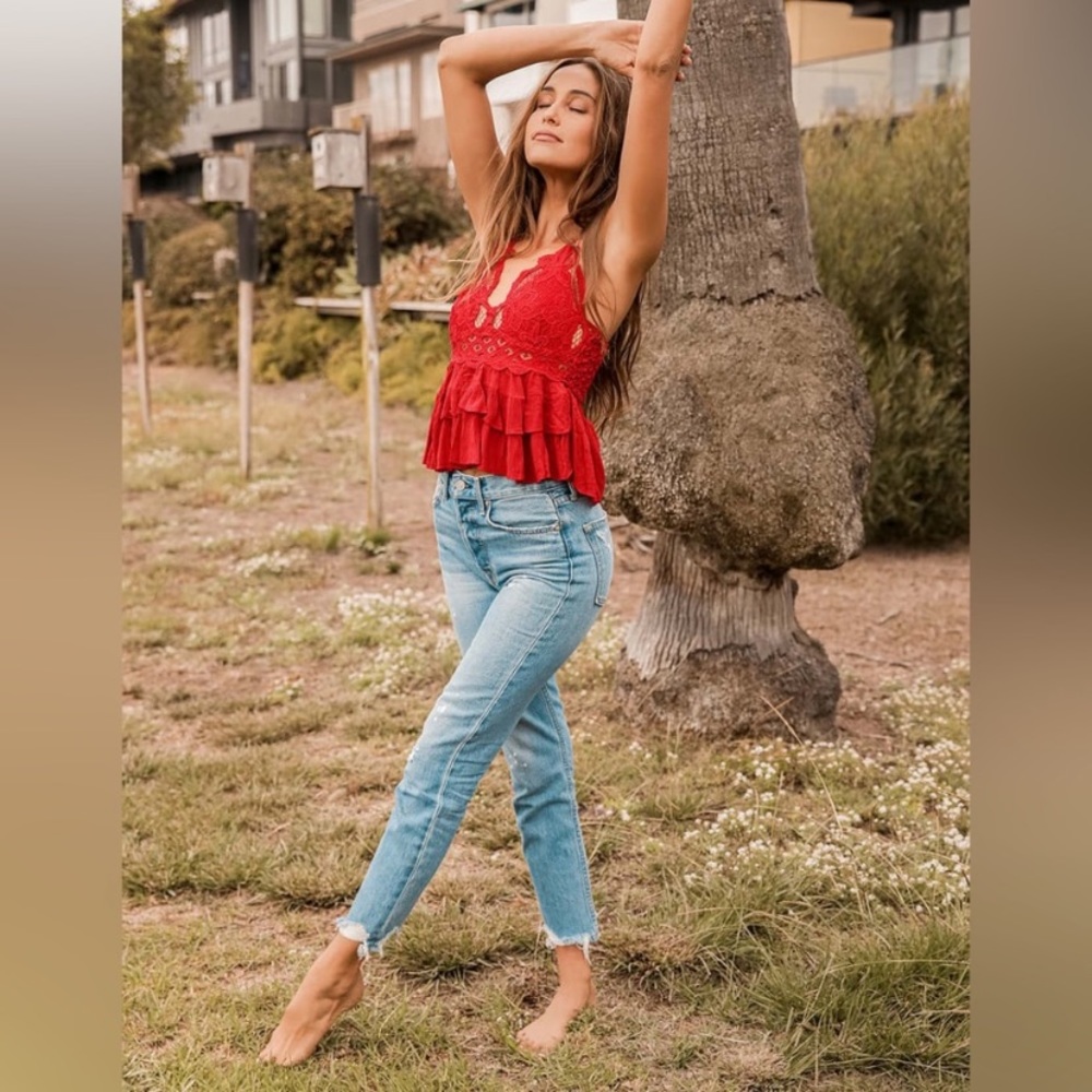 Free People Red Adella Tank